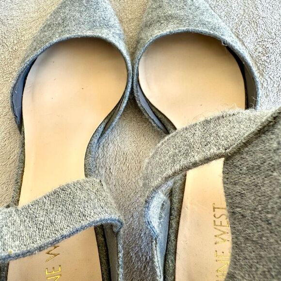 Nine West Zingy Pointy Toe D’Orsay Kitten Heel Grey Wool Pumps - Picture 10 of 11